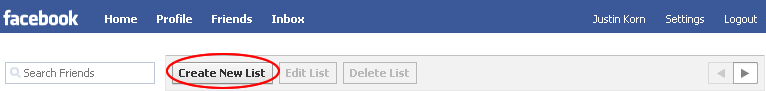 Facebook: Create List