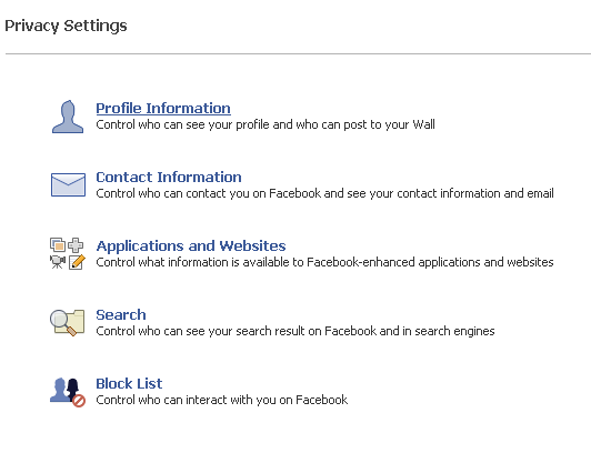 Facebook: Privacy Settings Page